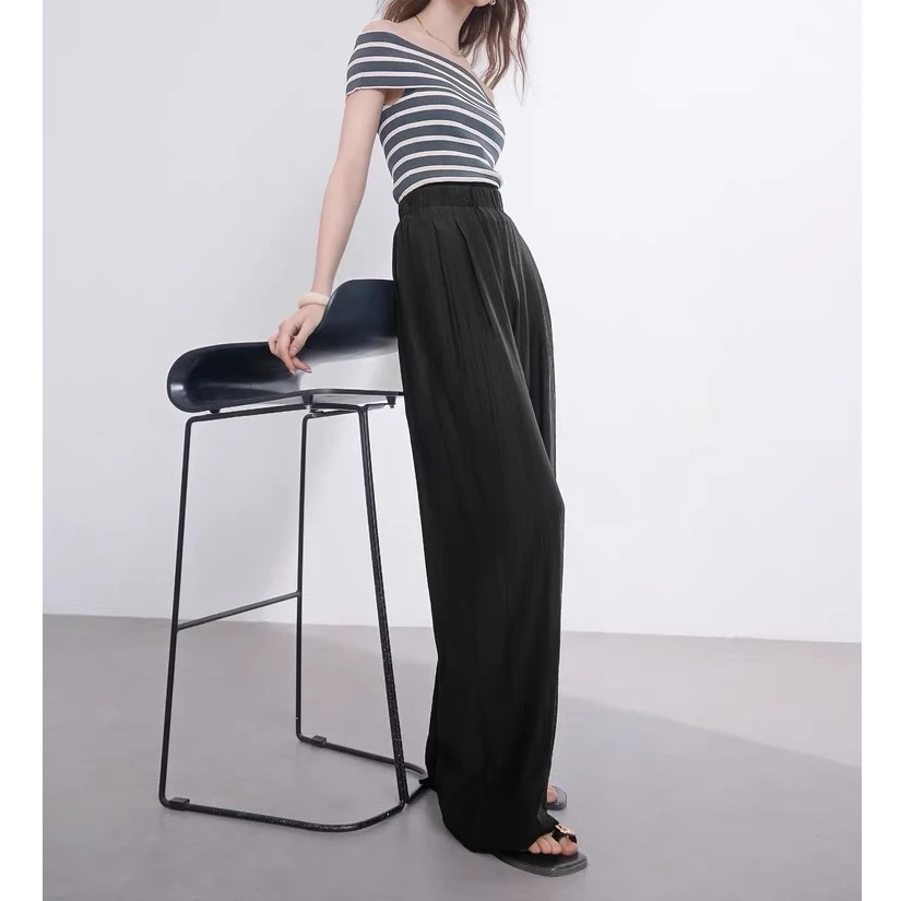 I3420冰丝山本裤女2025新款夏季薄款高腰阔腿裤垂感休闲慵懒风