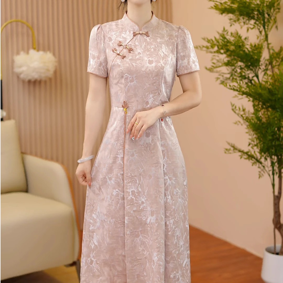 【芊霓女装】Y25113夏季新款改良新中式旗袍连衣裙遮肚子收腰显气质