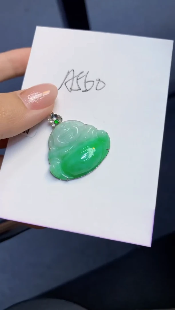 颈饰18K金镶嵌翡翠天然A货缅甸翡翠百元以上9元证书费自理