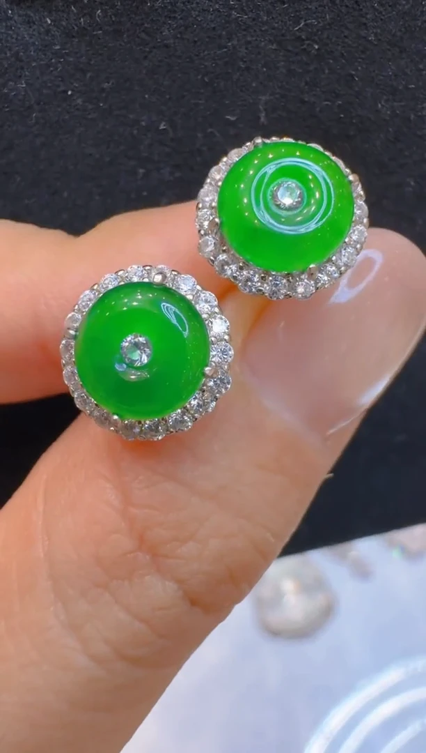 银S925镶嵌翡翠耳饰多样性团购发一件