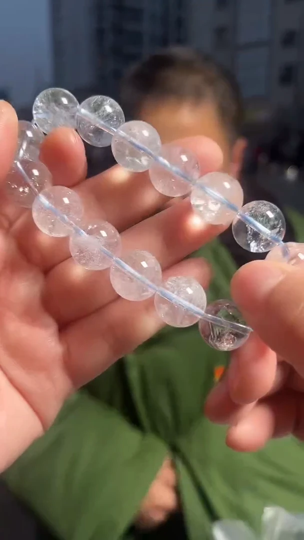 【闪购商品】水晶手链未镶嵌天然白阿赛手串多样性发一14mm