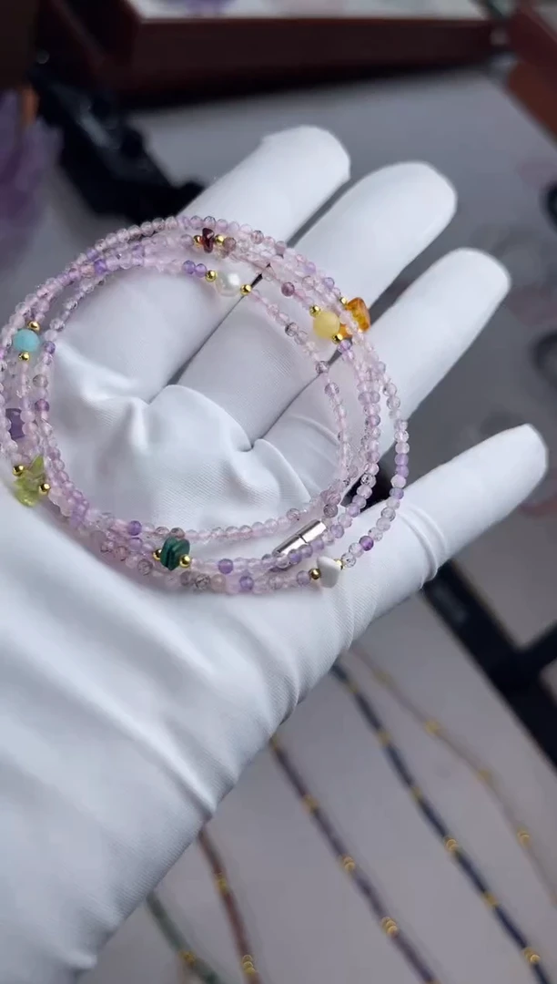 水晶手串未镶嵌宏****木，超七米粒珠多圈手串