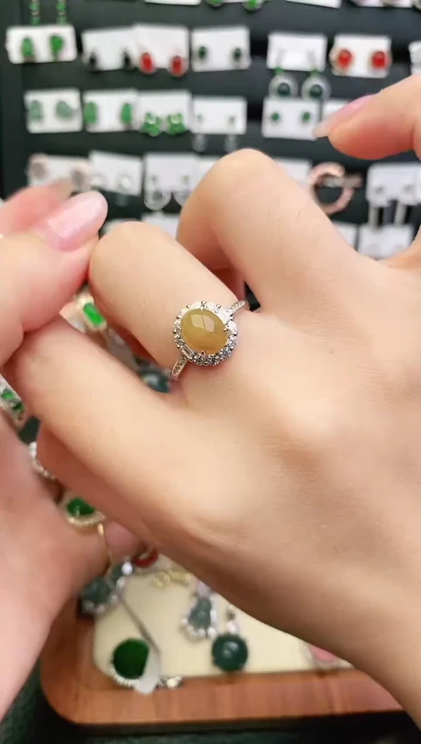 银S925镶嵌戒指翡翠0