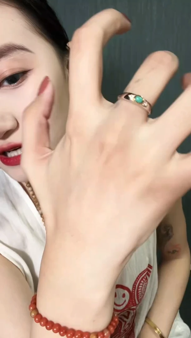 针钠钙石（海纹石）银S925镶嵌戒指松松戒指