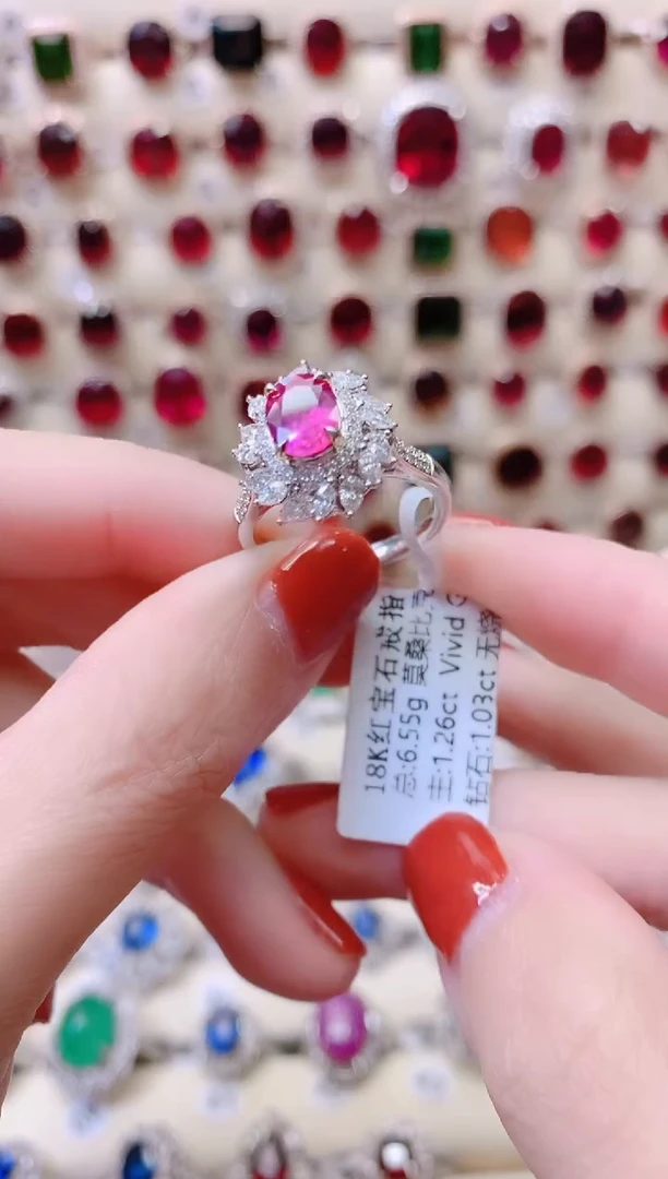 18K金镶嵌18K金戒指红宝石1