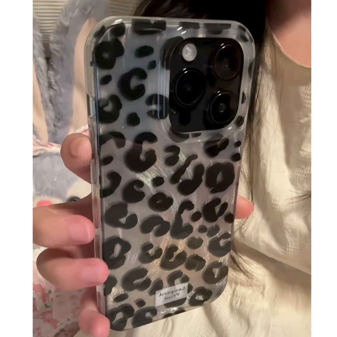 诚星泽满屏黑色豹纹适用苹果16PROMAX手机壳华为oppo小米vivo一加