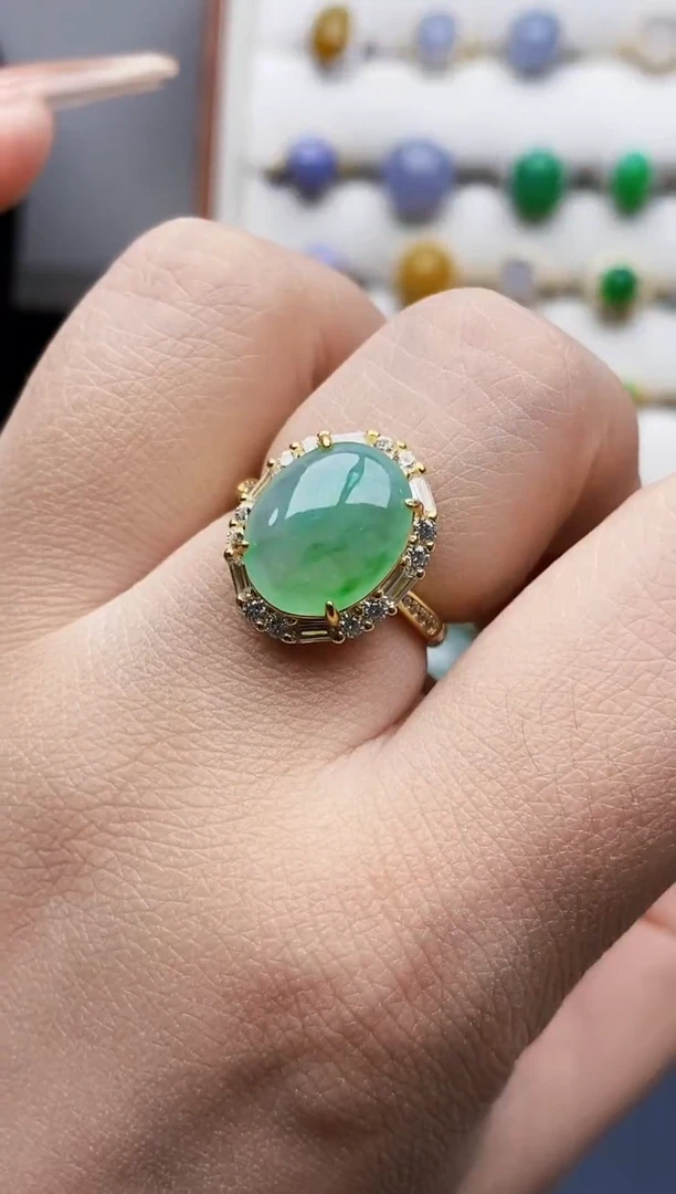 银S925镶嵌戒指翡翠0437