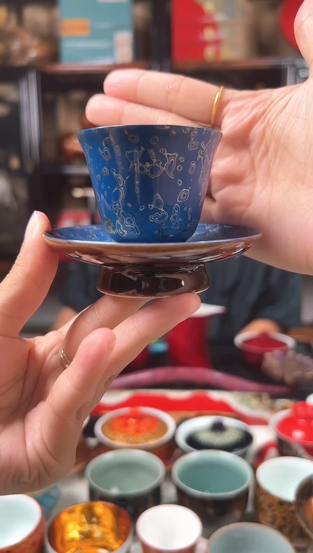 非遗太古大漆闻香杯带杯垫