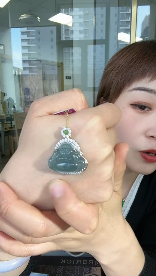 【闪购商品】翡翠颈饰银S925镶嵌佛公挂坠