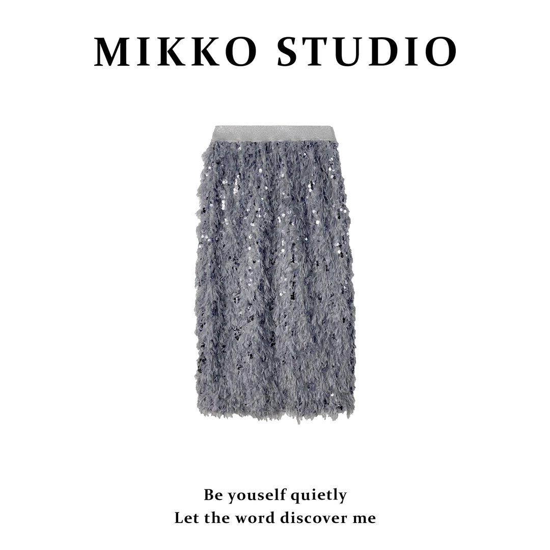 【天鹅之恋】MIKKO G-925301 羽毛流苏高腰包臀A字裙三八妇女节