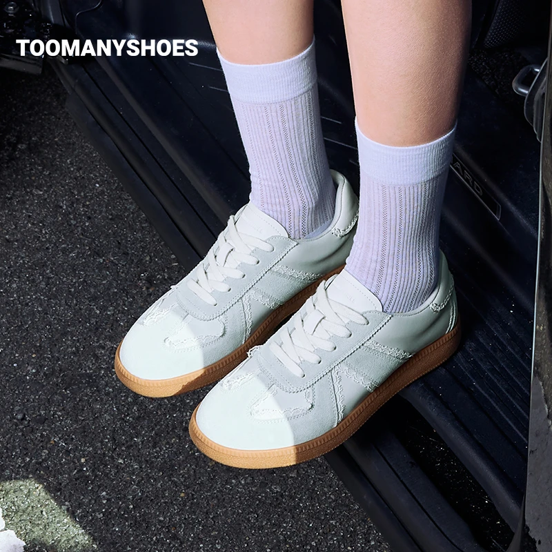 【达人】Toomanyshoes女鞋虚拟恋人蕾丝芭蕾风德训鞋时尚低帮百搭