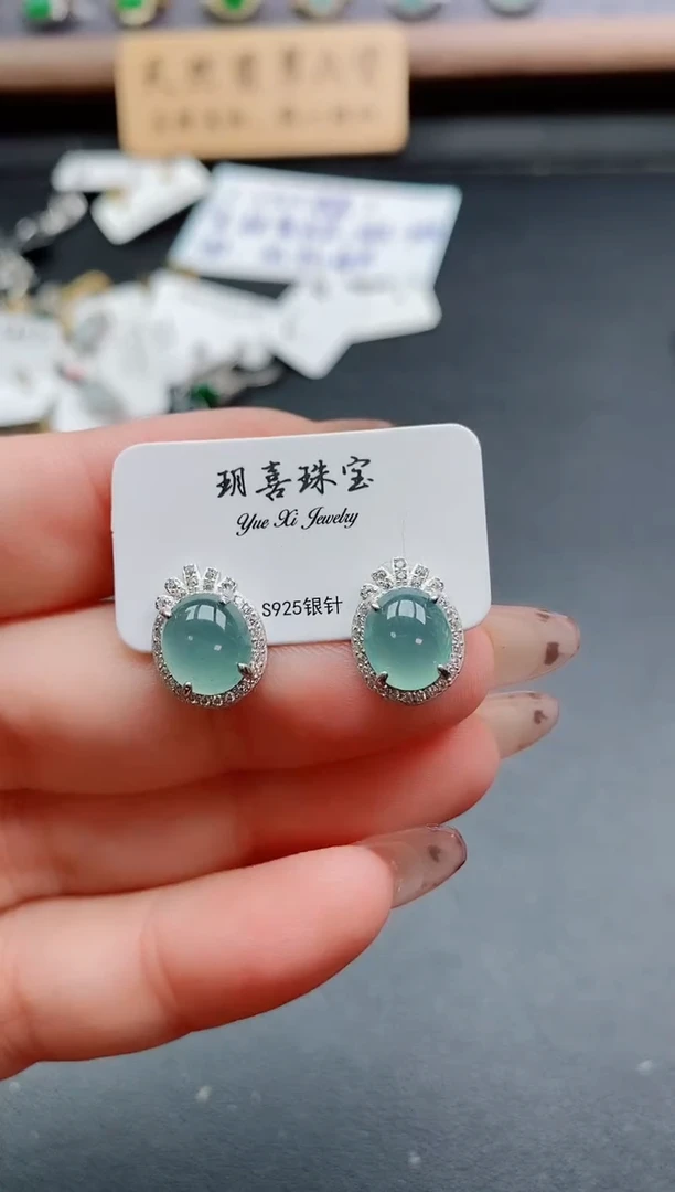 银S925镶嵌戒指翡翠1