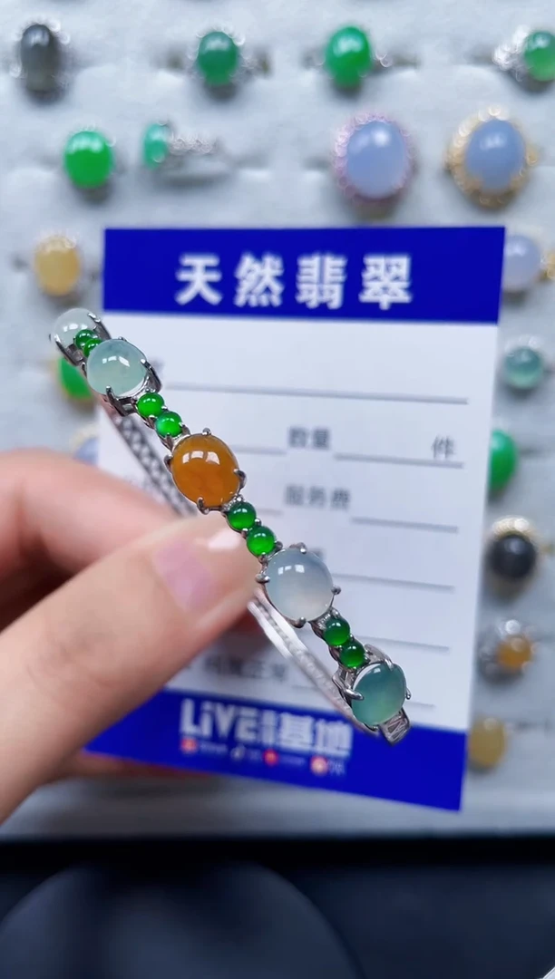 银S925镶嵌手镯翡翠353