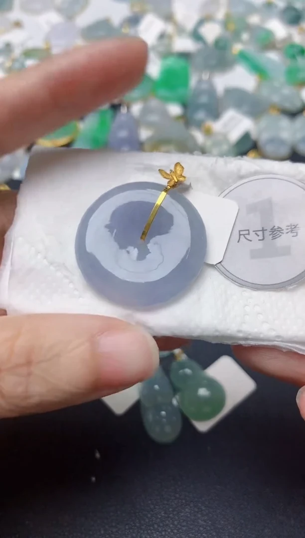 颈饰18K金镶嵌翡翠天然缅甸A货翡翠