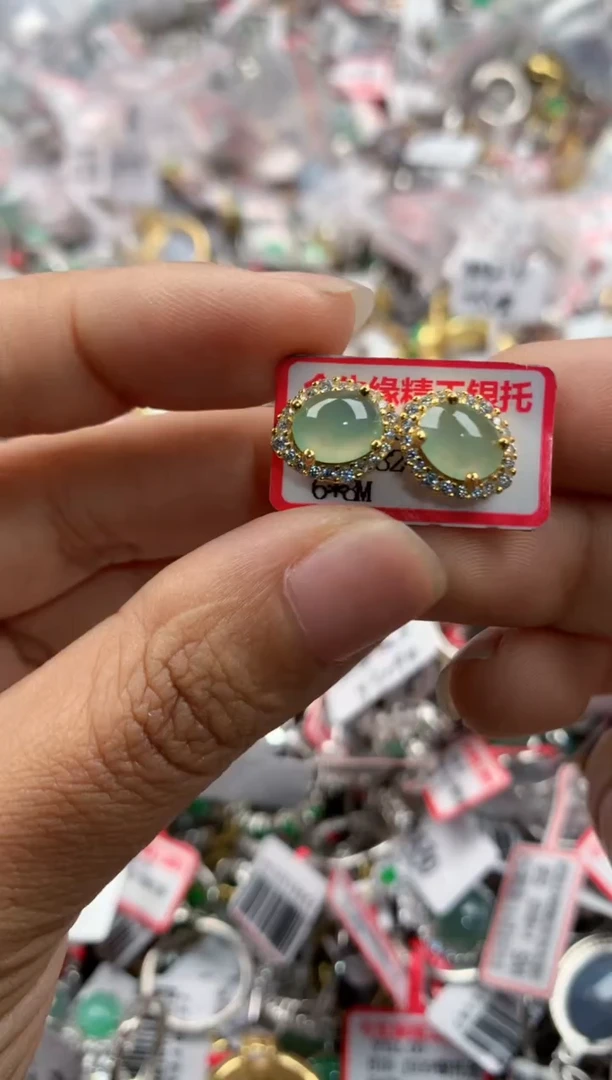 银S925镶嵌戒指翡翠444            8