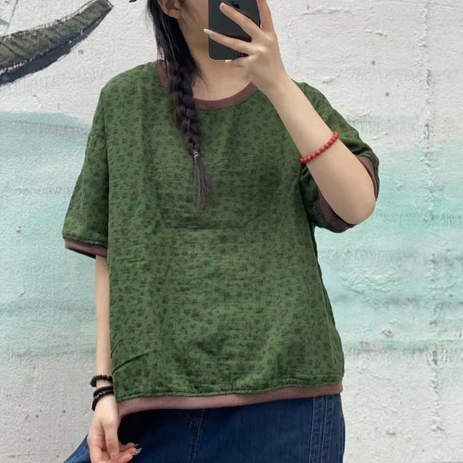 10821新款休闲减龄宽松显瘦印花短袖T恤