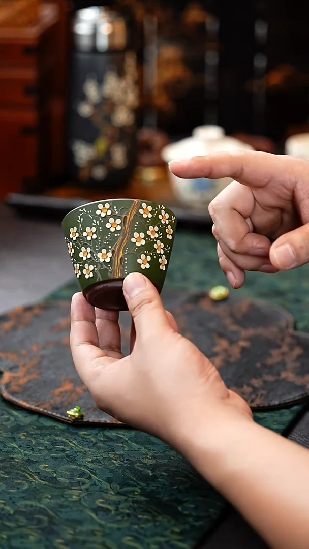 茶杯紫砂过墙梅花主人杯