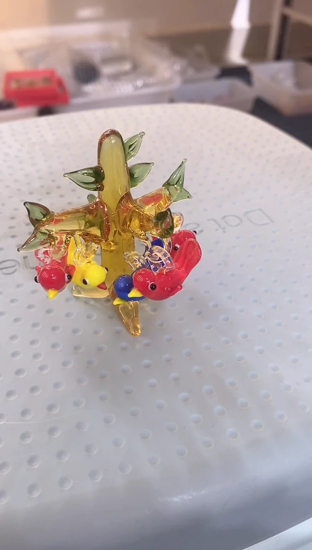 琉璃手工艺品小鸟树