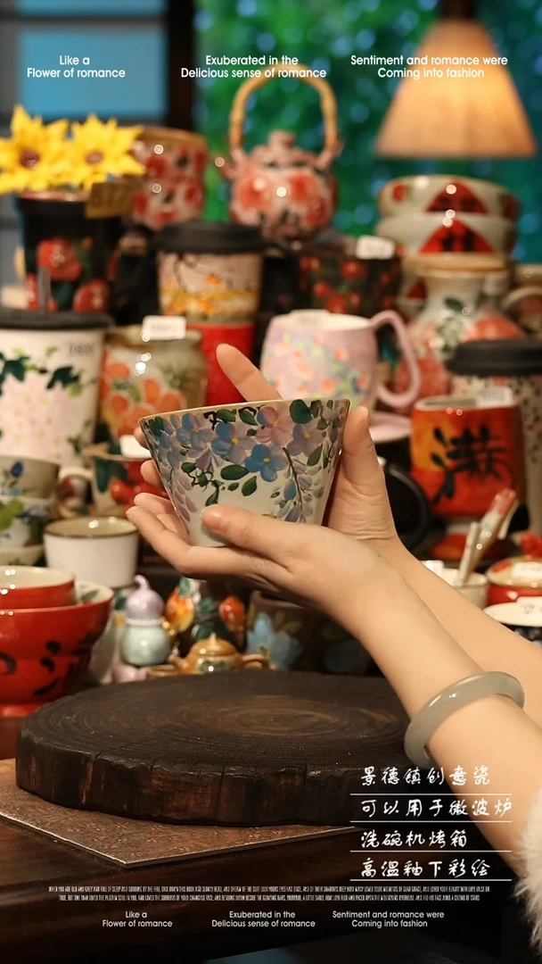 陶瓷景德镇高温釉下彩手工手绘款式