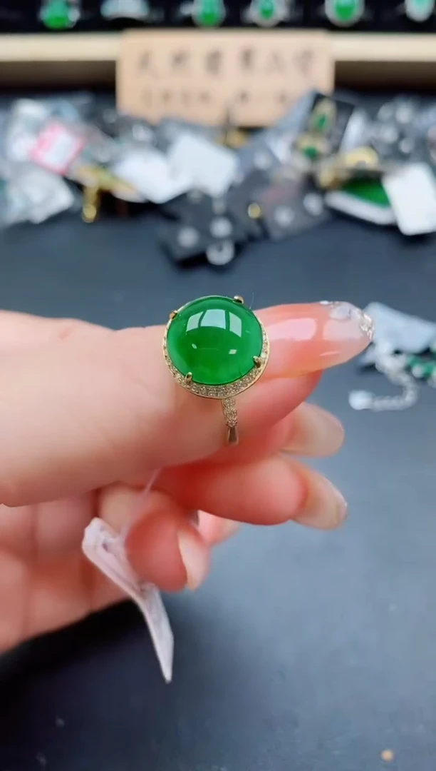 银S925镶嵌戒指翡翠1