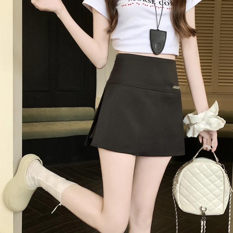 大码西装半身裙女2025秋冬新款高腰显瘦A字裙裤开叉包臀裙短裙子