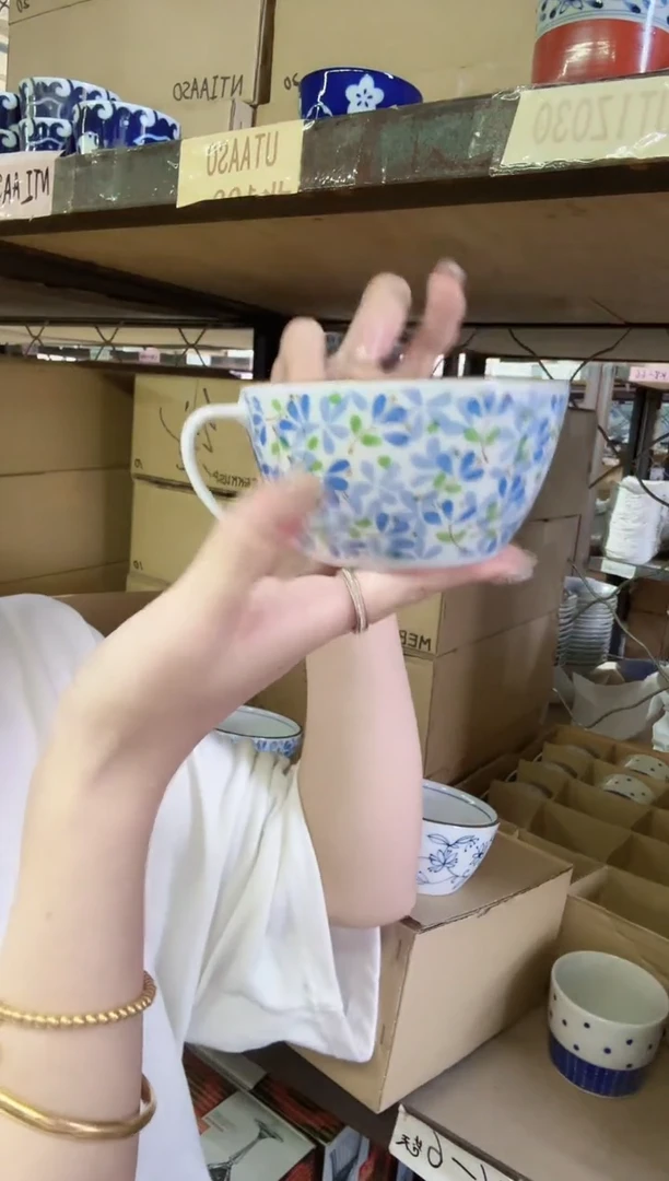 陶瓷小蓝芽早餐杯一个