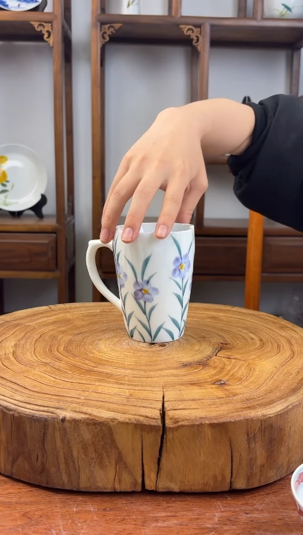 瓷片国韵瓷坊手工手绘花口杯