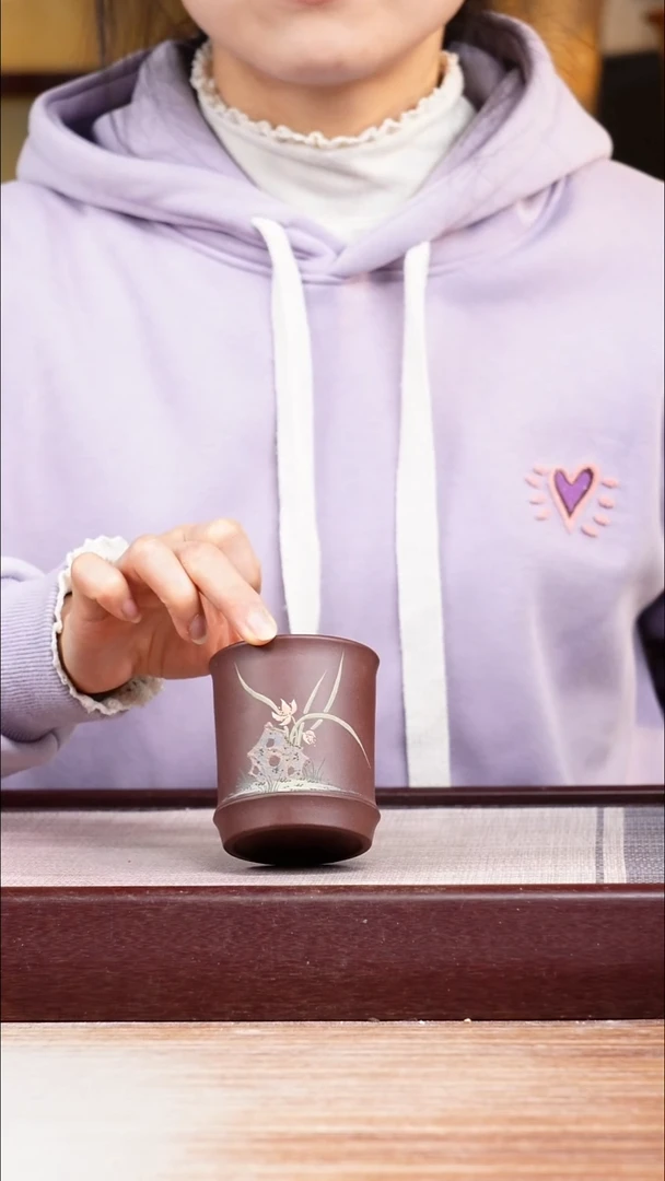 紫砂花盆兰花主人杯一只