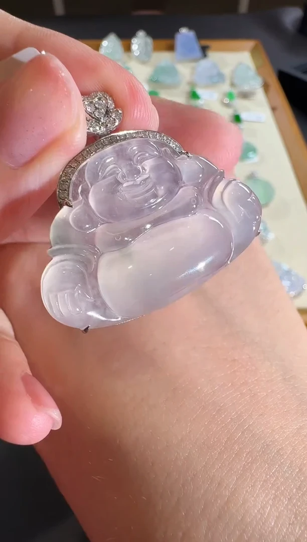 【闪购商品】翡翠吊坠(不含链)18K金镶嵌【源头工厂】钻石镶嵌