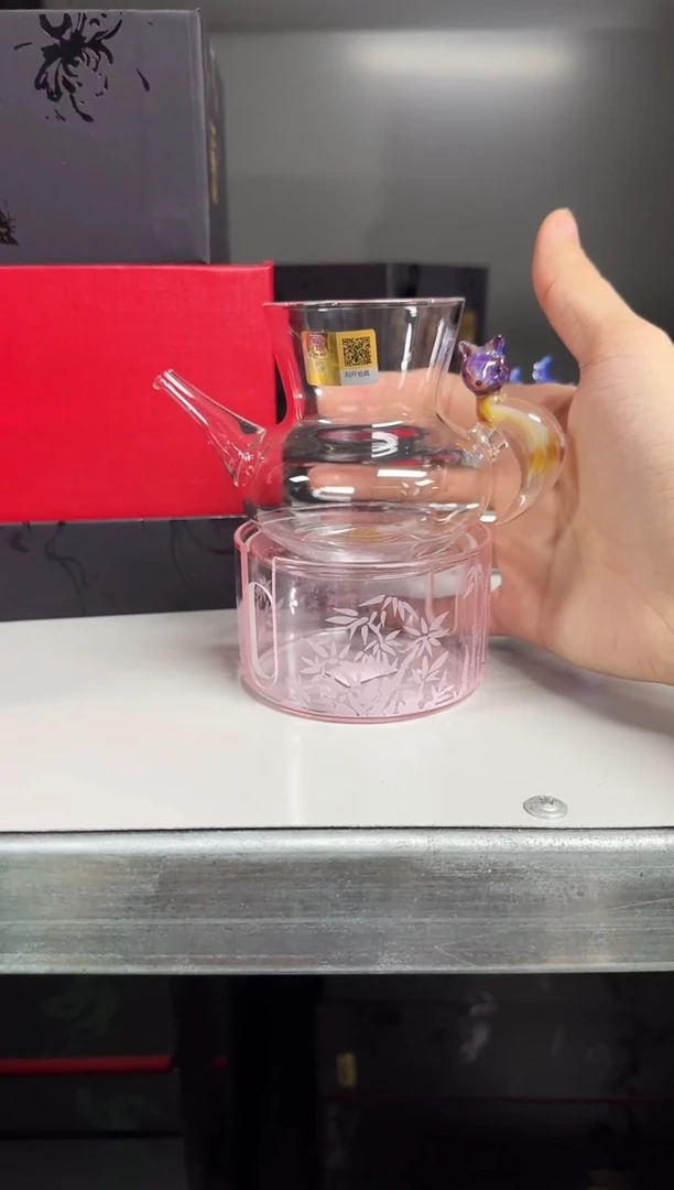 金黄青丘公杯加粉色温茶器 晶焱金标
