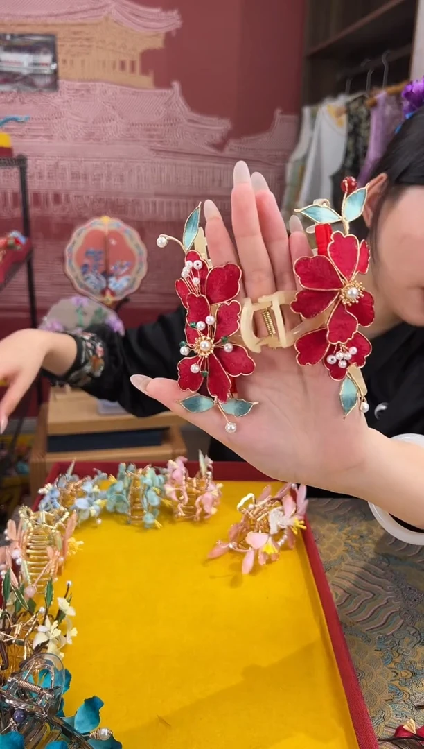 【闪购商品】刺绣 非遗绒花缠花手工（抓夹 ）