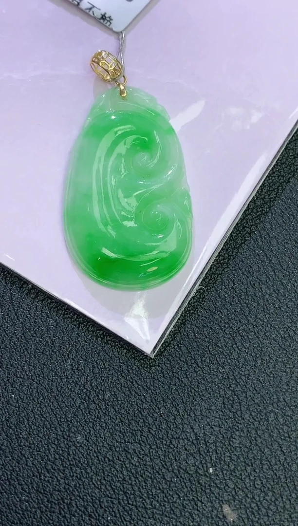 颈饰18K金镶嵌翡翠清*赠礼盒证书 麦麦