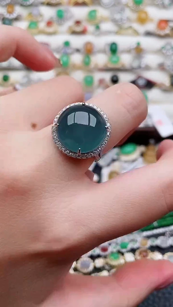 银S925镶嵌戒指翡翠82