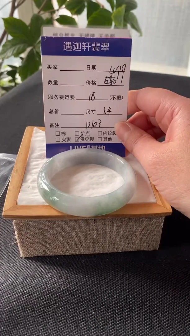 【闪购商品】翡翠手镯未镶嵌54圈口 D103编码