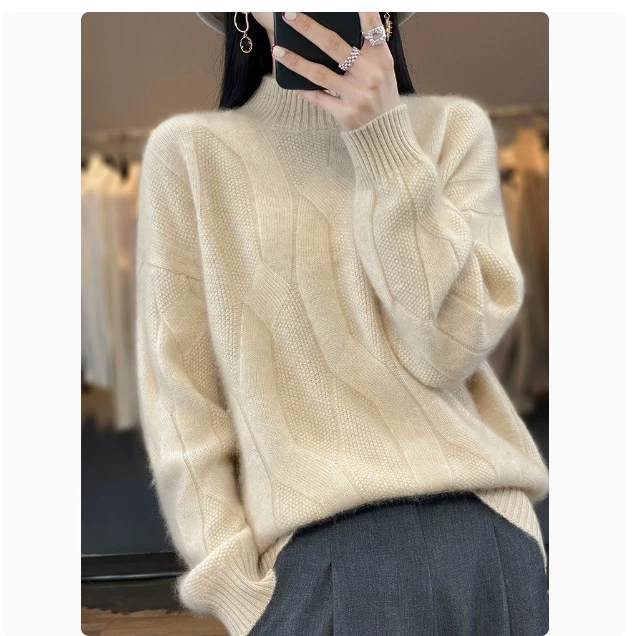 厚！厚！厚！ 线下9*9*9！半高领全身大麻花女士针织毛衣DM307