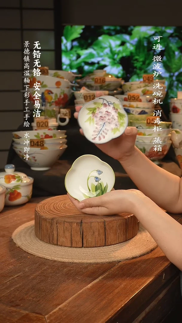 瓷景德镇高温瓷釉下彩手绘陶瓷