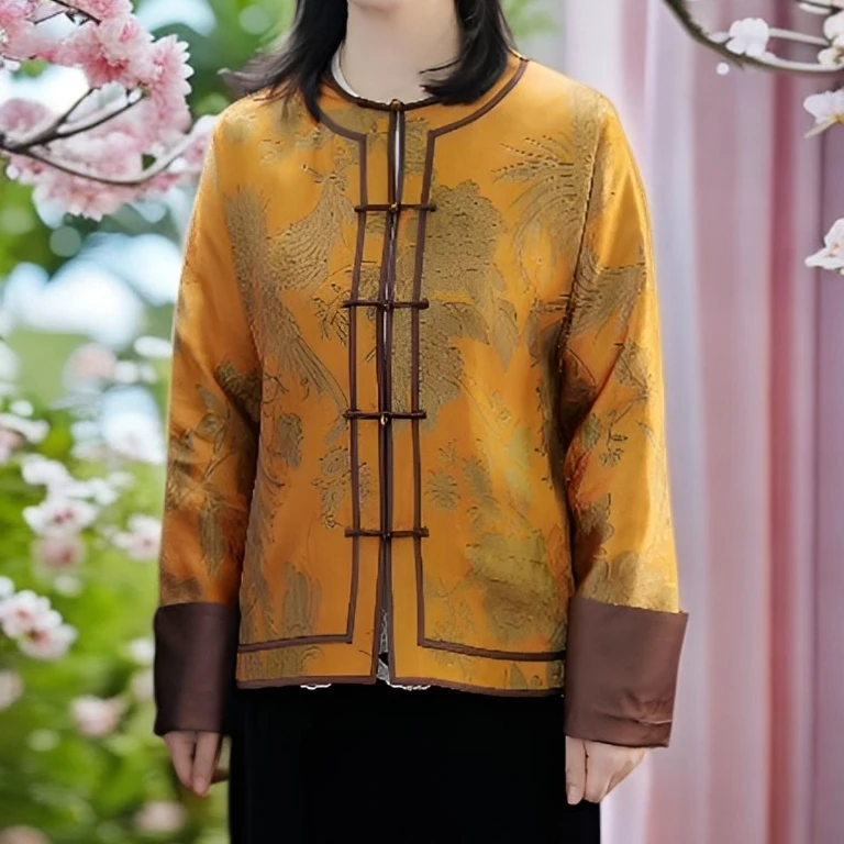 2025常规款气质秋冬中国风百搭女装新中式圆领长袖复古女装