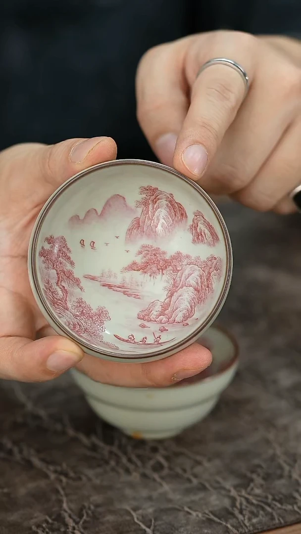 闪购闪购官窑山水杯子