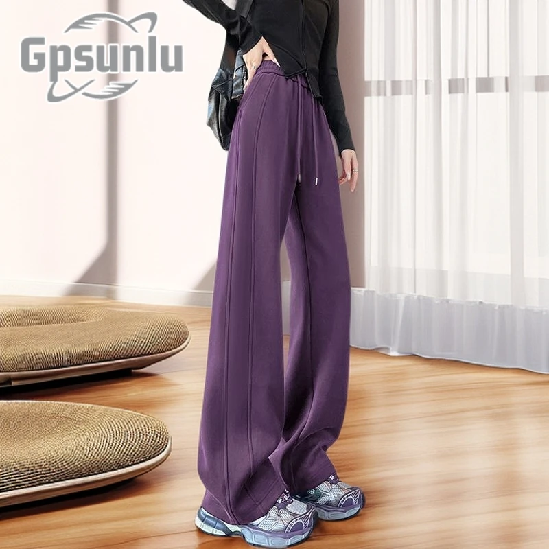 gpsunlu时尚运动裤秋冬新款女窄版阔腿裤休闲直筒夏季休闲卫裤子