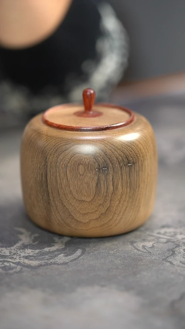【闪购商品】金丝楠木雕710号微瑕阴沉满花纹精工茶仓茶叶罐