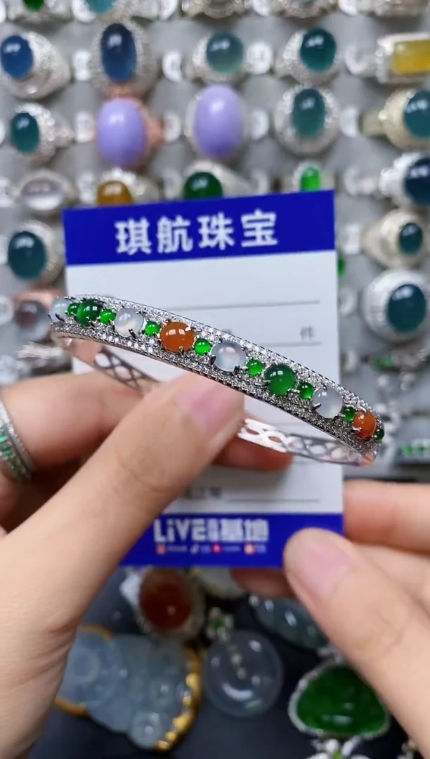 【闪购商品】翡翠手镯银S925镶嵌0443