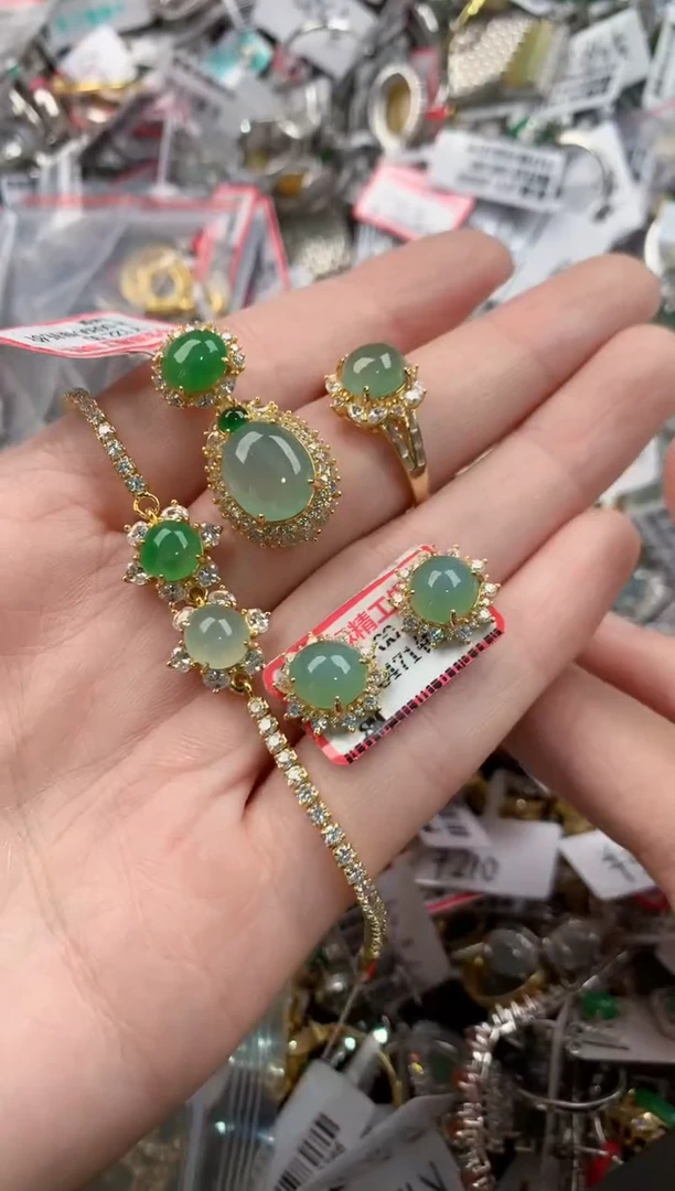银S925镶嵌戒指翡翠444----2
