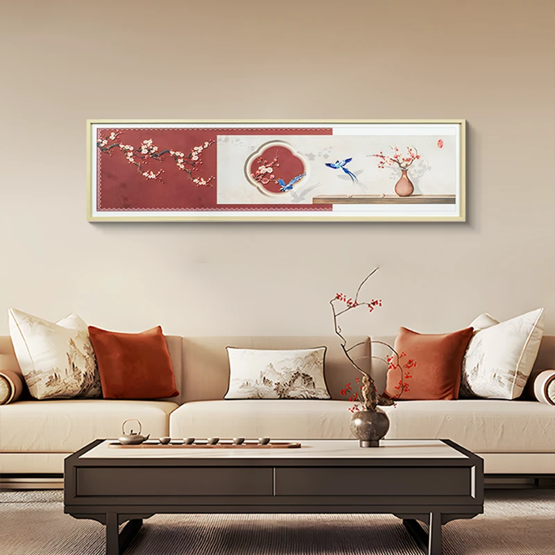 喜上眉梢客厅装饰画 喜庆新中式沙发背景墙挂画高喜鹊40150