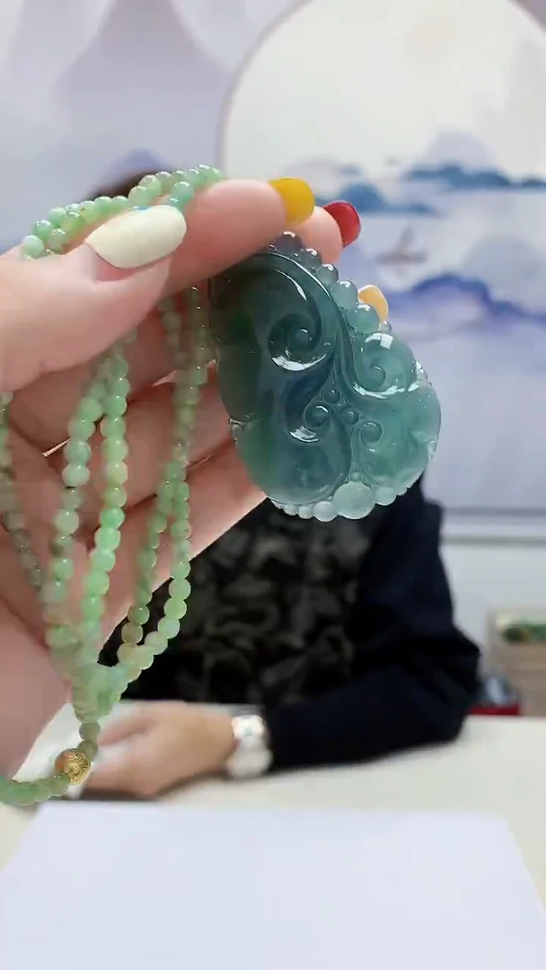 未镶嵌定制翡翠5159lr-毛货挂件赠珠链43