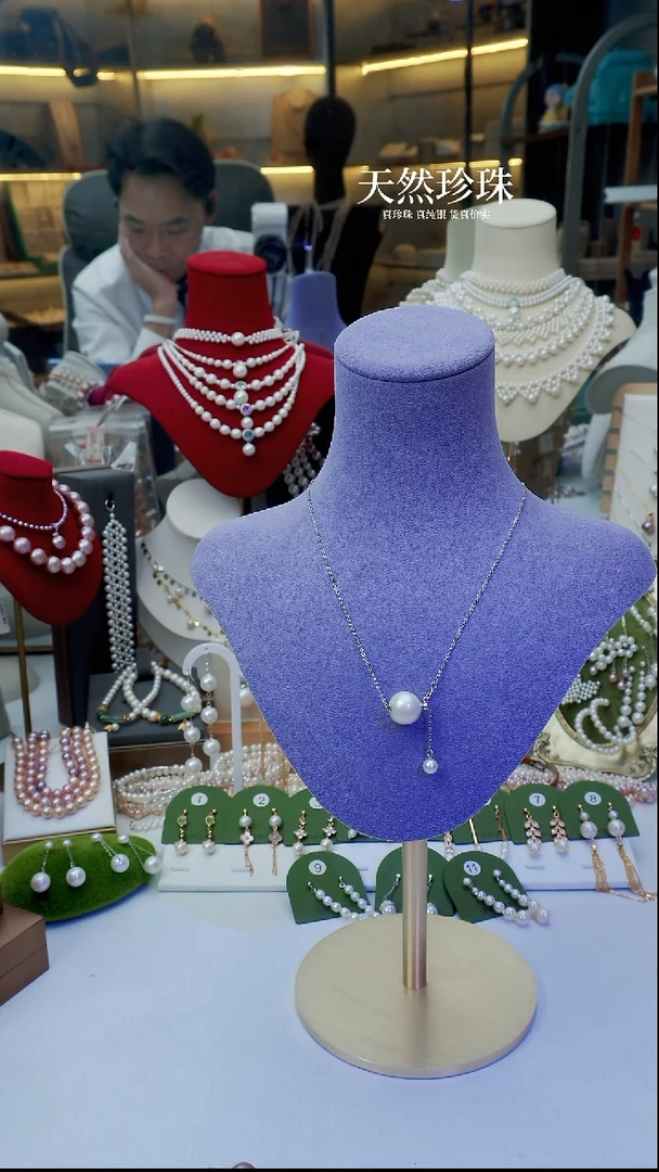 颈饰银S925镶嵌淡水珍珠11-12mm路路通