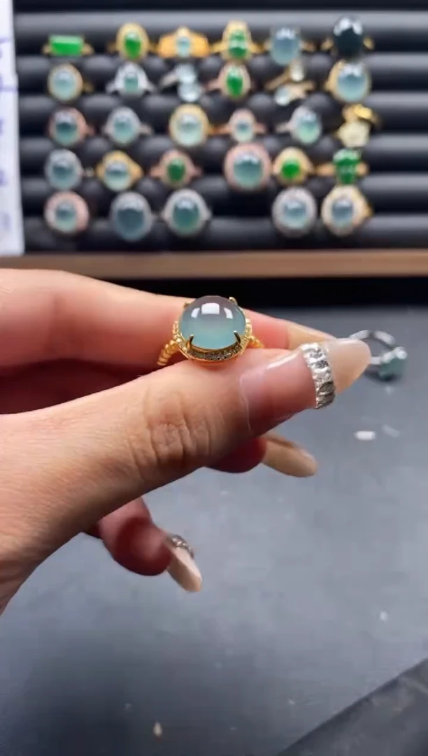 银S925镶嵌戒指翡翠51511