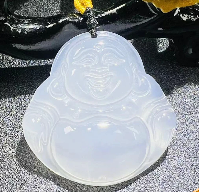 S1281-高40左右-寒冰玛瑙玉佛公吊坠-配绳