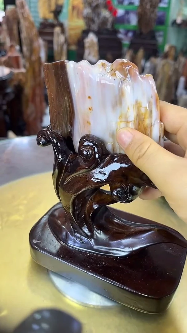 未镶嵌珠宝奇石硅化玉缅甸天然树化玉精品摆件