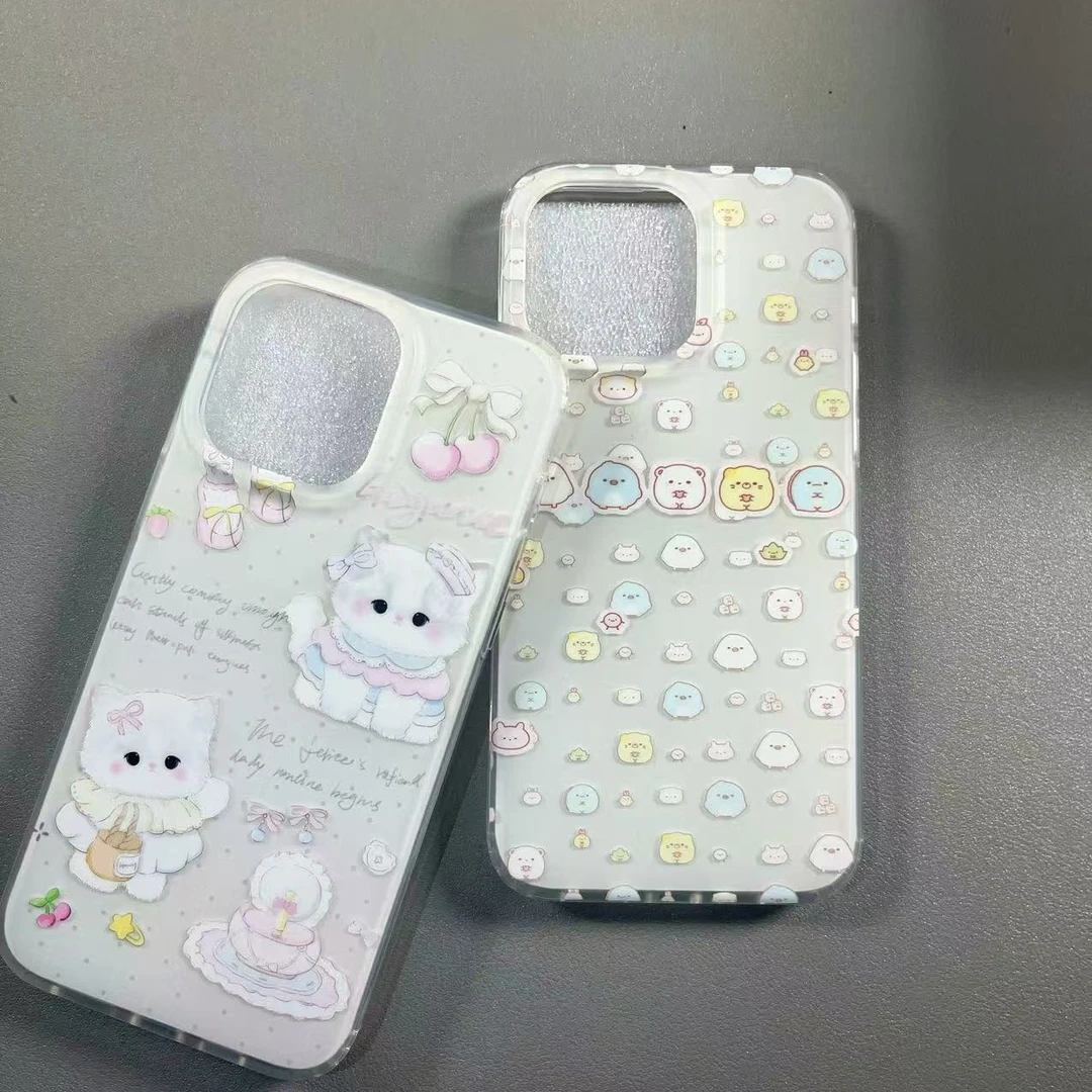 全新定制iMD双层手机壳四角防撞气囊，气囊圆边，侧边带图.三款模具