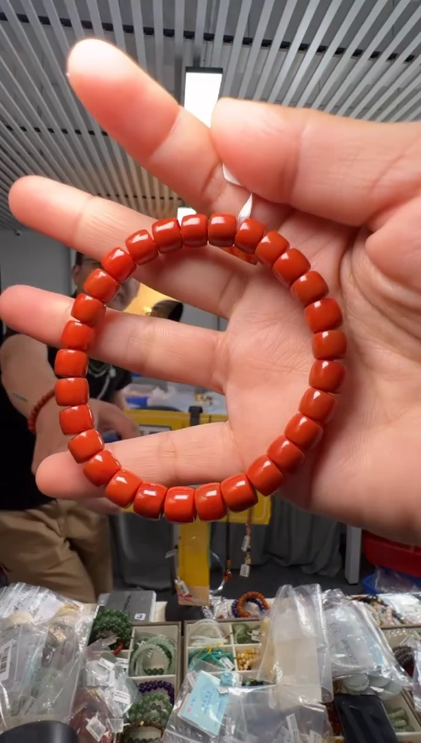 未镶嵌手串南红玛瑙南红玛瑙直切桶珠单圈约7.5mm+